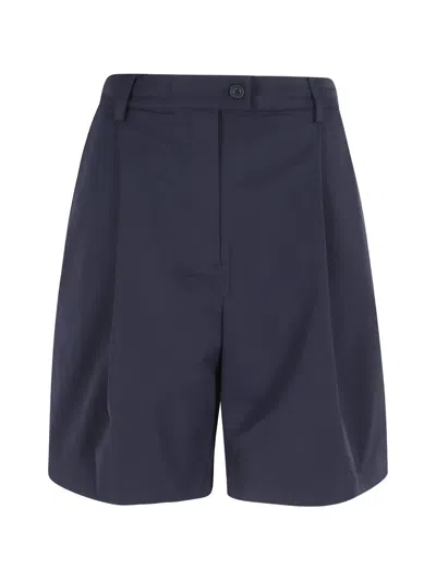 Save The Duck Pleated Bermuda Shorts In Blue