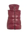 Save The Duck Plumtech Padded Puffer Gilet With High Collar And Snap-button Pockets In Red
