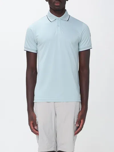 Save The Duck Short-sleeved Technical Jersey Polo Shirt With A Contrasting Logo In Blue