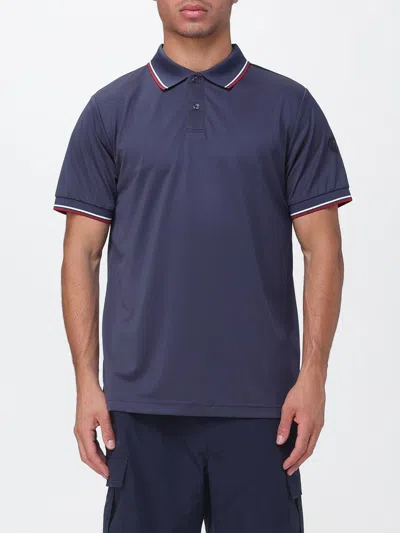 Save The Duck Short-sleeved Technical Jersey Polo Shirt With A Contrasting Logo In Blue