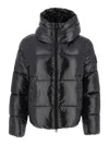 Save The Duck Biddy Black Down Jacket With Hood And Logo Patch On The Sleeve In Tech Fabric Man In Multi