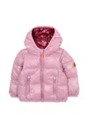 Save The Duck Purple Down Jacket For Baby Girl With Logo In Purple