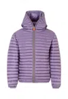 Save The Duck Purple Rosy Down Jacket For Girl With Logo In Purple