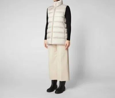 Save The Duck Quilted And Insulated Vest In Rainy Beige In Animal Print