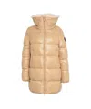 Save The Duck Quilted Beige Down Coat With Plush Collar In Neutral