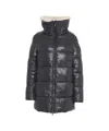 Save The Duck Quilted Black Down Coat With Finish In Blue
