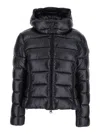 Save The Duck 'cosmary' Black Down Jacket With Removable Hood And Logo Patch On The Sleeve In Black