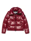 Save The Duck Quilted Cropped Puffer Jacket With Glossy Finish In Red