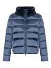 Save The Duck Quilted Faux-fur Collar Jacket In Blue