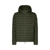 Save The Duck Quilted Green Light Jacket With Double-slider Zip Hood