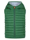 Save The Duck Quilted Hooded Gilet In Green