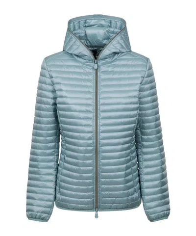 Save The Duck Quilted Hooded Jacket In Blue