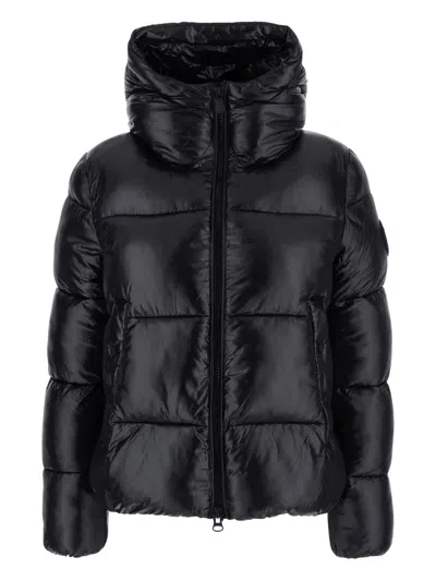 Save The Duck Quilted Hooded Jacket In Black
