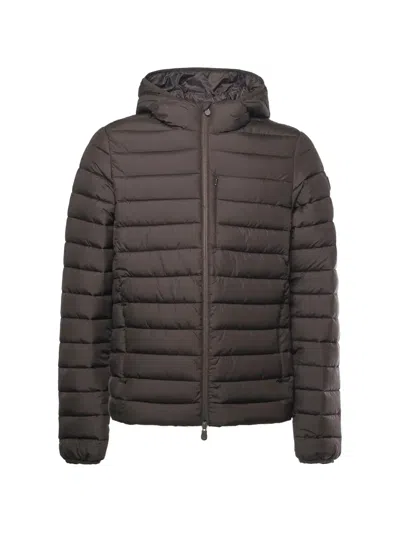 Save The Duck Quilted Hooded Jacket In Brown