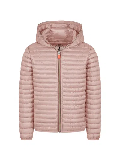 Save The Duck Quilted Hooded Jacket In Pink