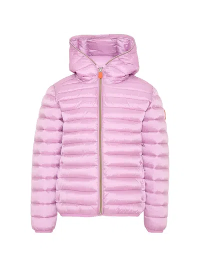 Save The Duck Kids' Quilted Hooded Jacket In Pink
