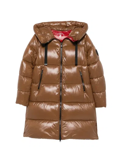 Save The Duck Quilted Hooded Puffer Jacket In Brown
