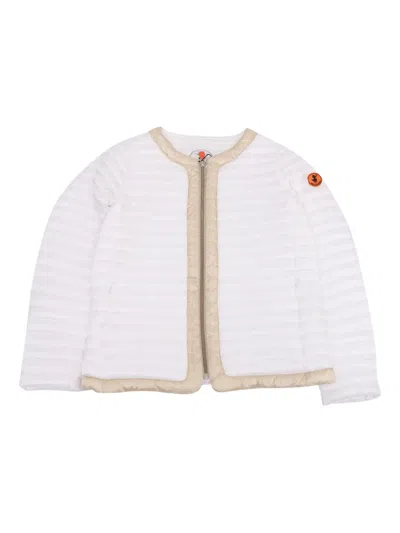 Save The Duck Kids' Quilted Logo-patch Jacket In White