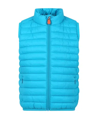 Save The Duck Kids' Blue Fluo Vest For Boy With Logo In Light Blue