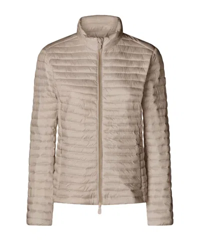 Save The Duck Quilted Stand Collar Down Jacket In Neutral