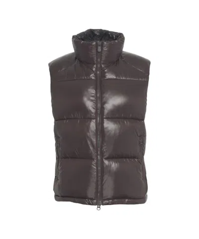 Save The Duck Quilted Vest With High Collar And Double Zipper In Gray