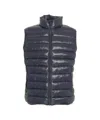 Save The Duck Quilted Vest With Plumtech Padding And High Collar In Blue