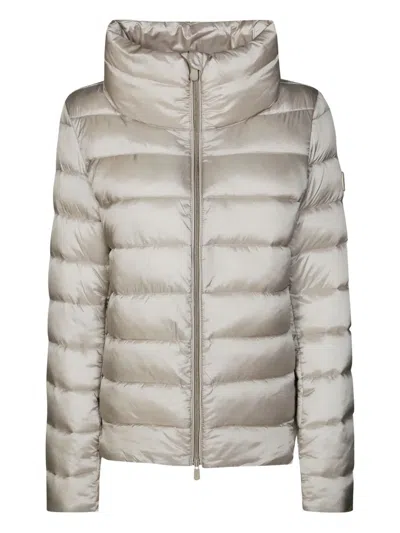 Save The Duck Quilted Zipped Puffer Jacket In White