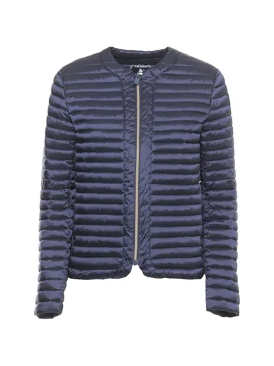 Save The Duck Quilted Zip-up Jacket In Blue