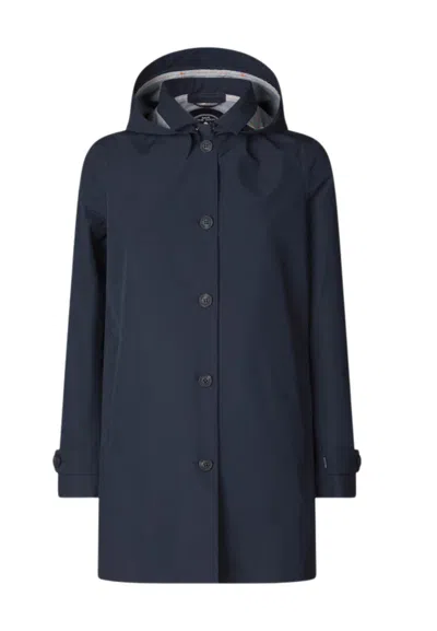Save The Duck Raincoat With Hood Woman  April Blue Black