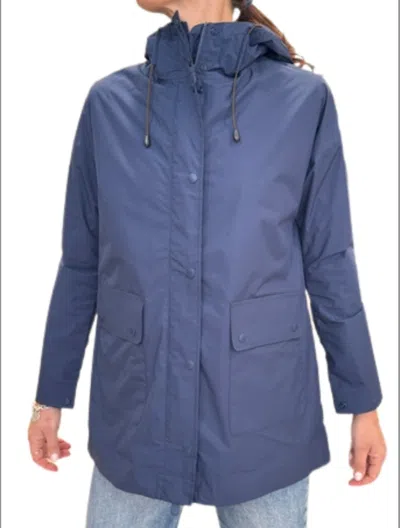 Save The Duck Raincoat With Hood Woman  Daina Navy Blue