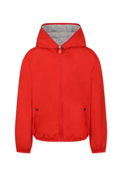 Save The Duck Kids' Red Jules Windbreaker For Boy With Logo