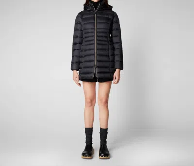 Save The Duck Reese 3/4 Hooded Puffer Coat In Black