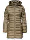 Save The Duck Caroline Longline Puffer Jacket In Mud Grey In Green