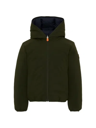 Save The Duck Kids' Reversible Hooded Jacket In Green