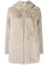 Save The Duck Reversible Padded Faux-fur Zipped Coat In Nude