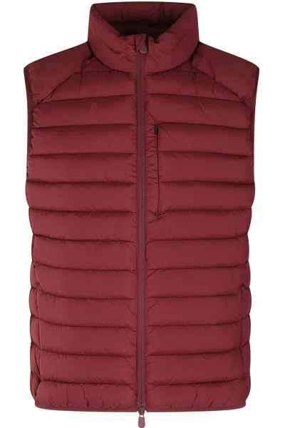 Save The Duck Rhus Burgundy Quilted High-collar Nylon Vest