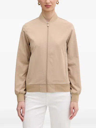 Save The Duck Ribbed Bomber Jacket In Brown