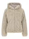 Save The Duck Ribbed Hooded Jacket In Neutral