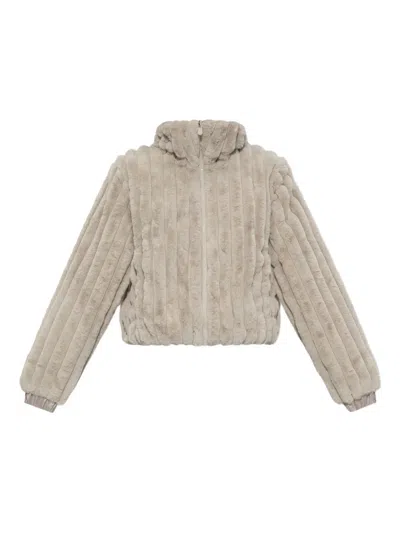 Save The Duck Ribbed-texture Zip-front Jacket In Neutral