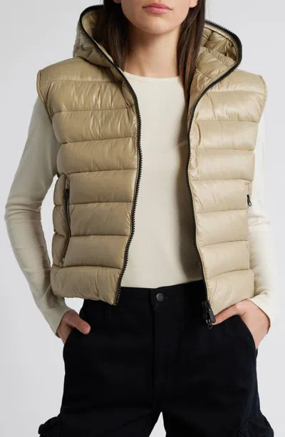 Save The Duck Romina Hooded Vest In Wood Beige