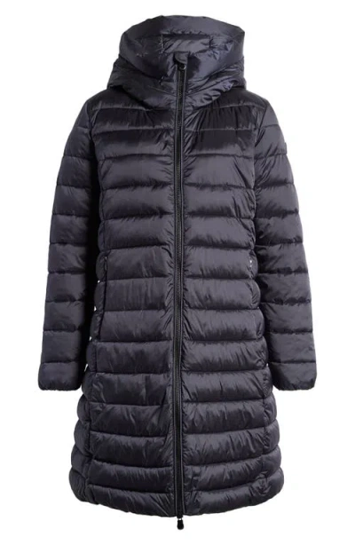 Save The Duck Saffron Water Repellent Hooded Quilted Puffer Coat In Black