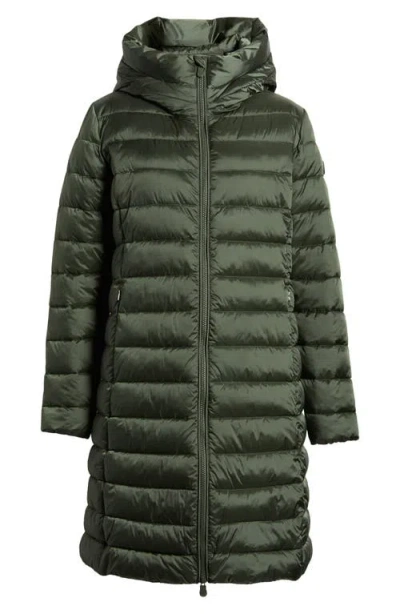 Save The Duck Saffron Water Repellent Hooded Quilted Puffer Coat In Thyme Green