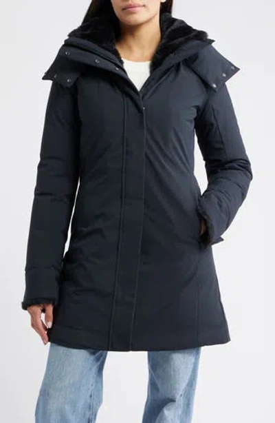 Save The Duck Samantah Faux Fur Lined Water Resistant Hooded Parka In Black