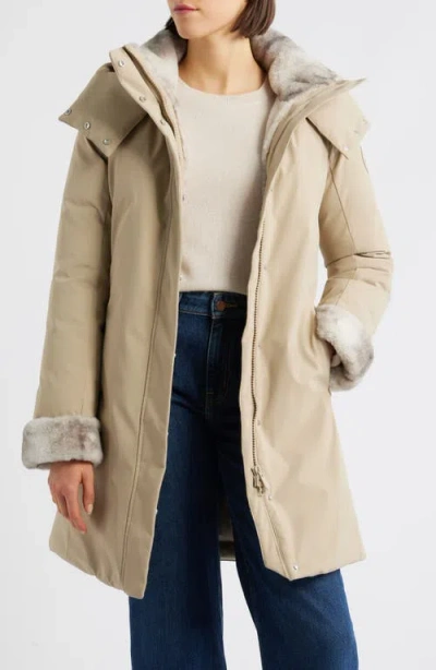 Save The Duck Samantah Faux Fur Lined Water Resistant Hooded Parka In Neutral