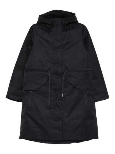 SAVE THE DUCK BLACK 'JOEL' LONG PARKA WITH ELASTIC SAVE THE DUCK