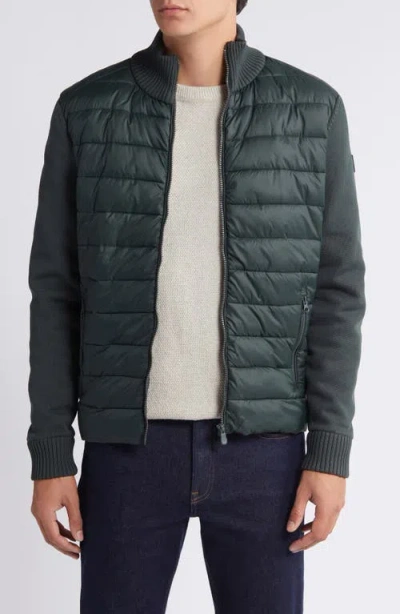 Save The Duck Sedum Mixed Media Hybrid Jacket In Green Black