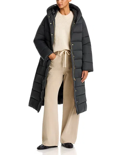 Save The Duck Selina Hooded Long Puffer Coat In Black
