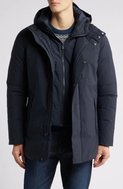 Save The Duck Sesle Water Repellent Hooded Bib Inset Parka In Blue Black