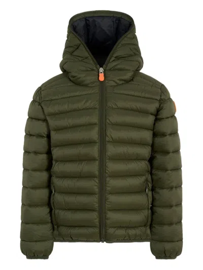 Save The Duck Kids' Short Down Jacket With Hood  In Green