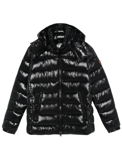 Save The Duck Short Quilted Puffer With Hood And Zippered Front In Black